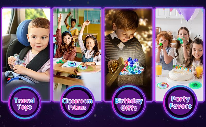 Fidget Spinner for Kids 2 Pack, Light up Sensory Fidget Toys for Boys Girls Teens, Glow Fidget Spinners Classroom Prizes for Kids 4-8-12, Autism ADHD Toys for Age 5-7 Stress Anxiety Relief Fidgets