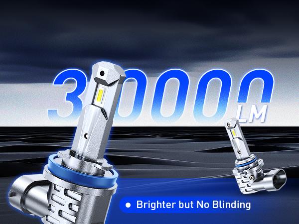 AUTOONE H11/H9/H8 9005/HB3 LED Bulbs Combo 6000K White, H11 9005 LED Lights Fog Lights Canbus, Fanless Mini Size Plug and Play, Pack of 4