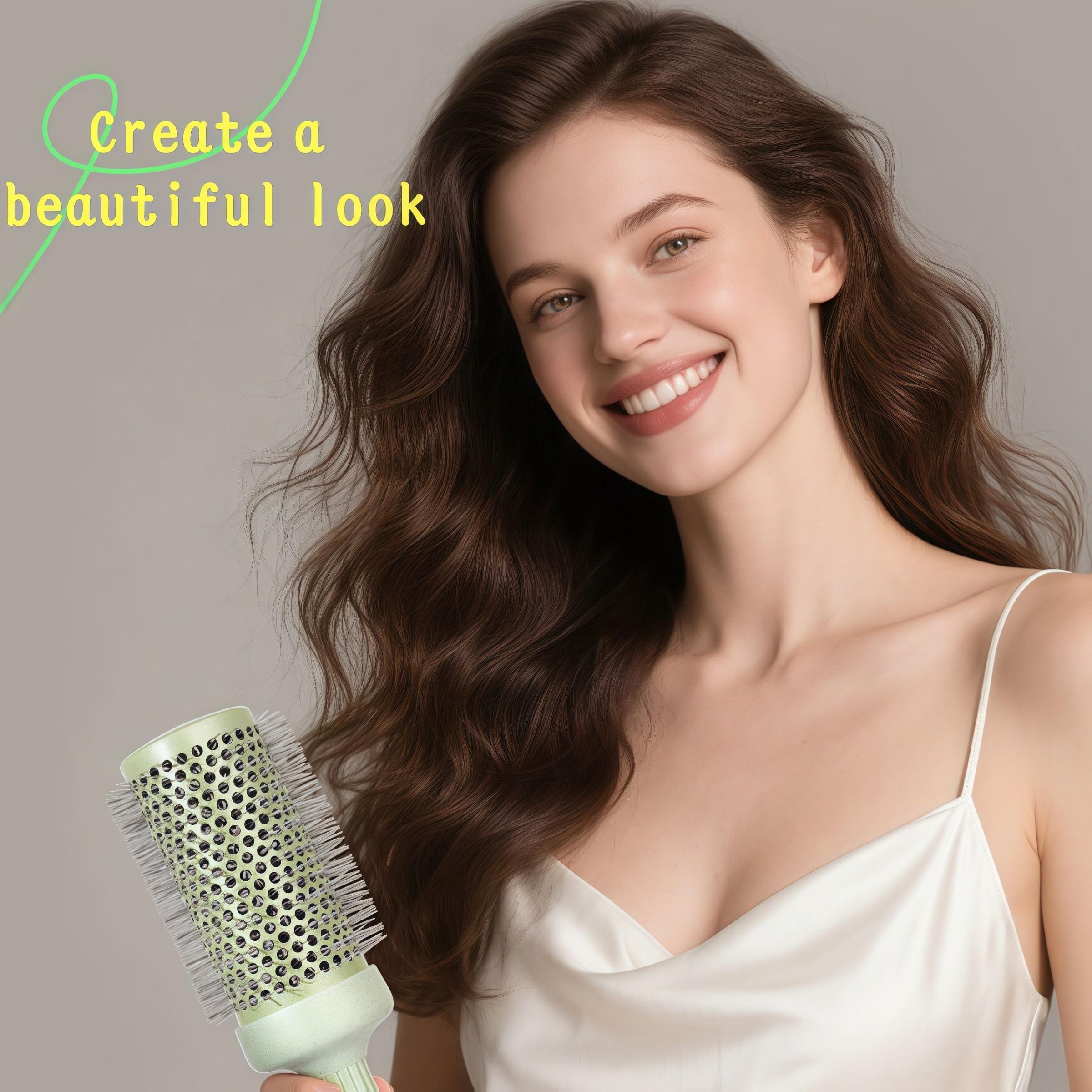 Ceramic Coated/Ionic Thermal Barrel, Anti-Static Heat-Resistant,Non-electronic, Self-Standing Round Quick Styling Brush, Great Blowout,Blowout Volume, Wave Styler