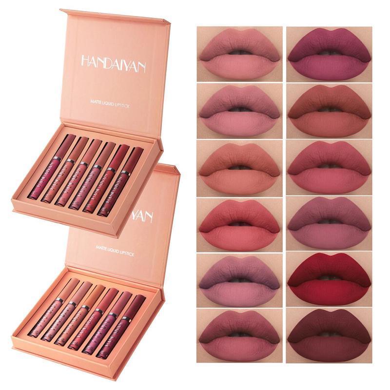HANDAIYAN 6Pcs Matte Liquid Lipstick Set - Long Lasting & High Pigmented | Nude Lip Stain Makeup Kit - Waterproof, Non-Stick Cup Transfer | Perfect Makeup Gift for Women HANDAIYAN 6Pcs Matte Liquid Lipstick Set - Long Lasting & High Pigmented | Nude Lip Stain Makeup Kit - Waterproof, Non-Stick Cup Transfer | Perfect Makeup Gift for Women