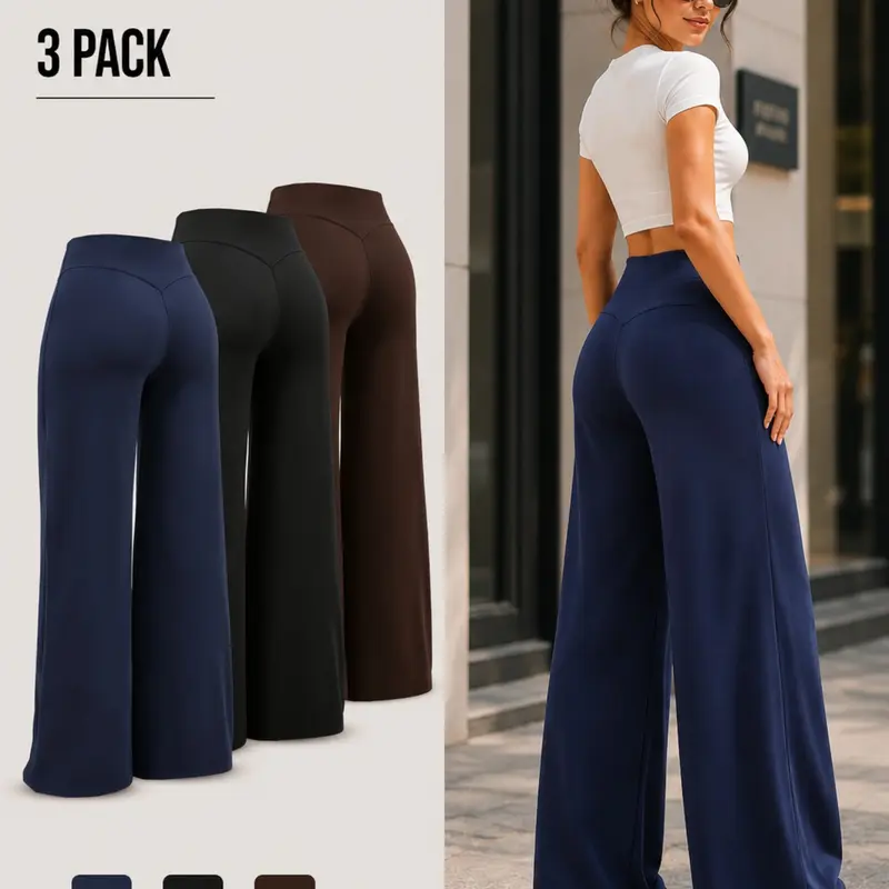 Women's Wide Leg Yoga Pants, High Waist Butt Lifting, Loose Fit, Casual Outdoor Sports Running Fitness Long Pants, All Seasons