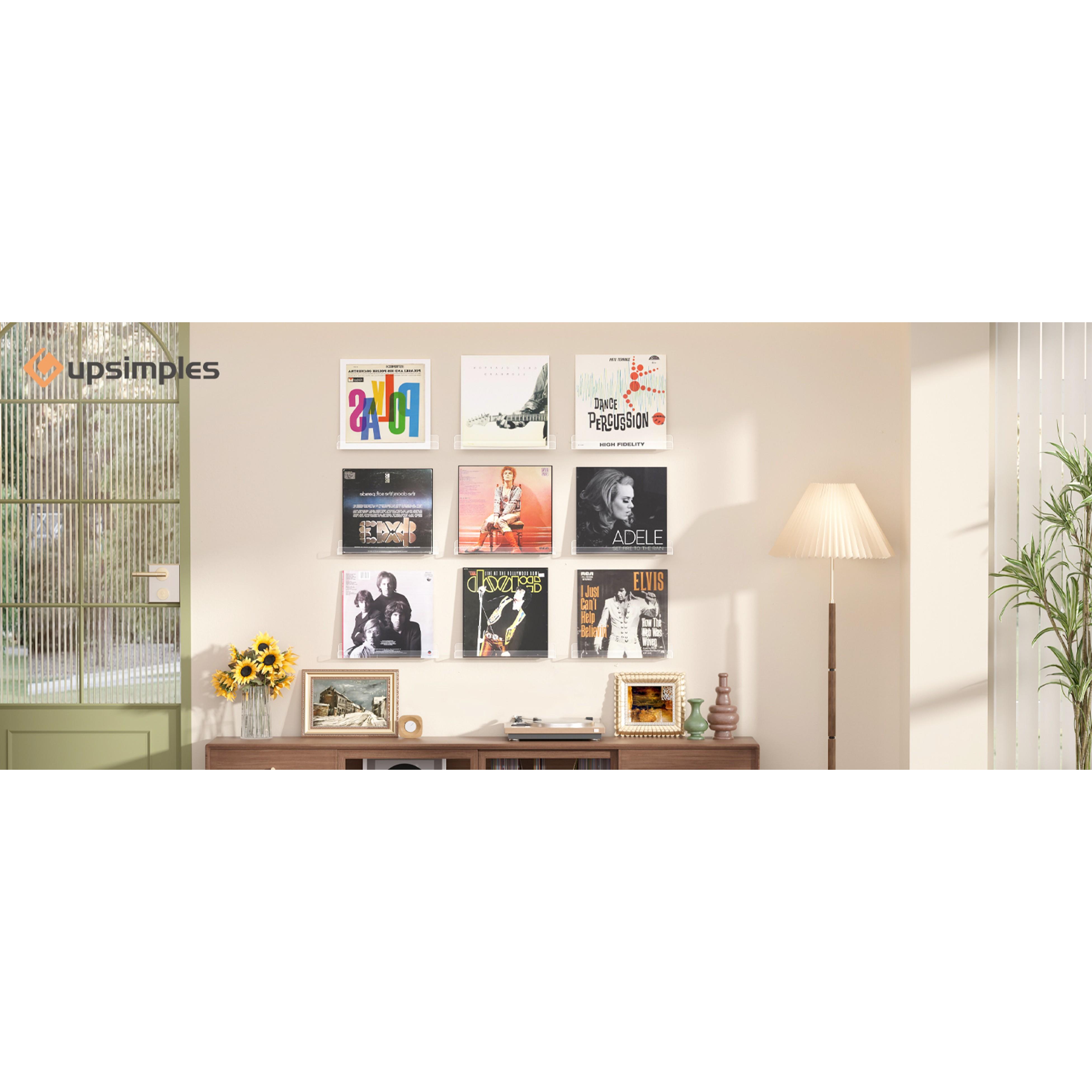 18 Pack Vinyl Record Wall Mount Shelves, 12" Vinyl Holder for Album Record Storage & Display, Clear Acrylic Floating Shelves for Wall Decor, Kids Bookshelf, Magazine Rack, Picture Ledge