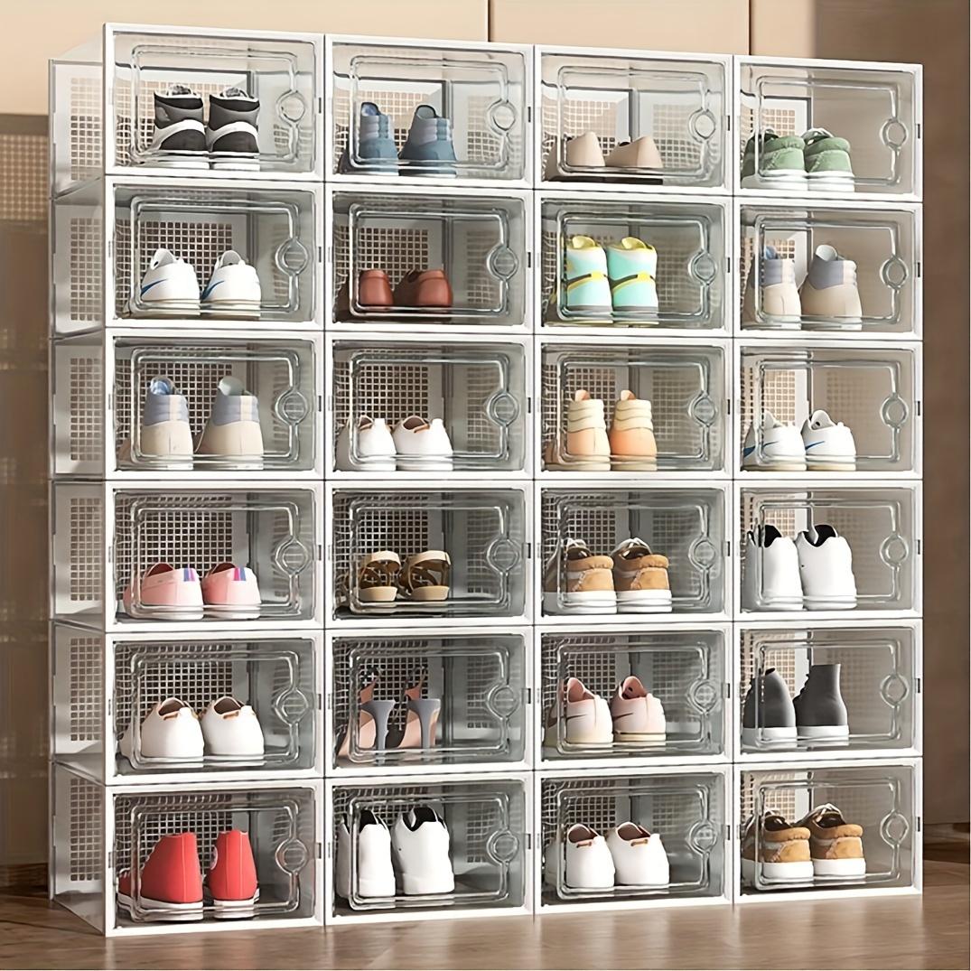 2026 New Space-Saving Shoe Box Set, Transparent Stackable Plastic Boxes, Boots Storage, Large Capacity Dustproof Foldable