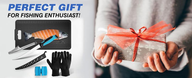 #JumpstartSale MOSSY OAK Fish Fillet Knife Set, 5 PCS Fish Cleaning Kit Includes 7" Fishing Knife, Non-Slip Fish Fillet Mat, Knife Sharpener, Fish Scaler Remover and Cut Resistant Gloves, Fishing Accessories Gifts