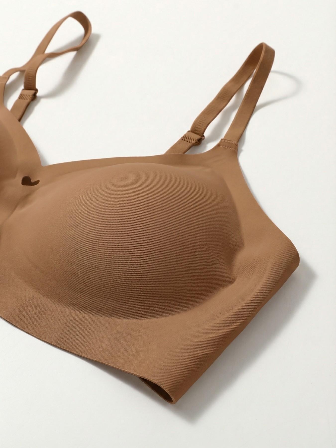 Heart Cut-Out Bralette Set, Adjustable Straps, Seamless Comfort, Full Coverage, Casual Style, All Seasons, Fitted Design