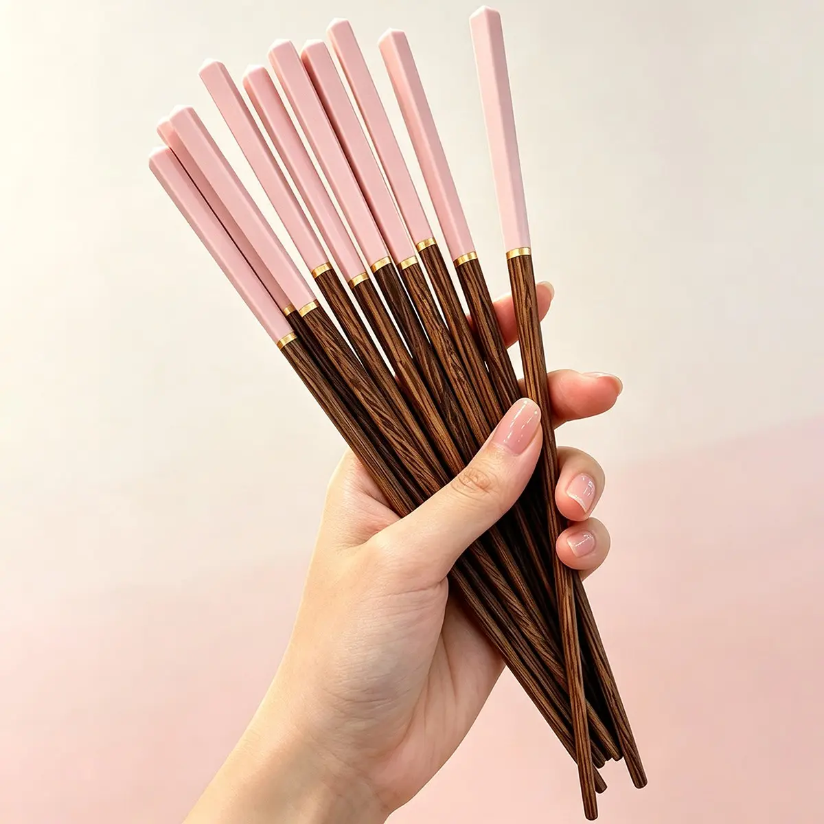 5 Pairs Reusable Chopstick Set, Chicken Wing Wood + Glass Fiber, Non-Slip Durable Sushi Chopsticks, Ideal for Parties, Weddings, Hotels, Restaurants