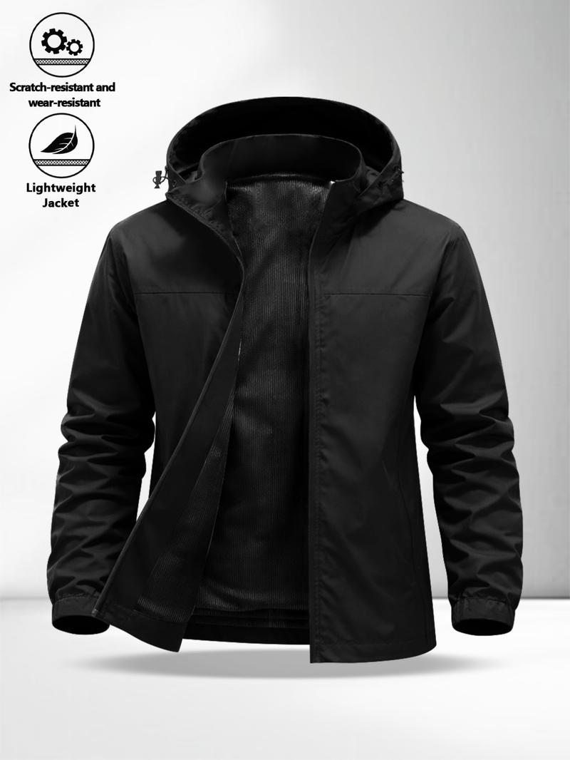 Men's Lightweight Hooded Jacket with Zipper Pockets, Breathable Comfort Fabric, Regular Fit, Daily Streetwear