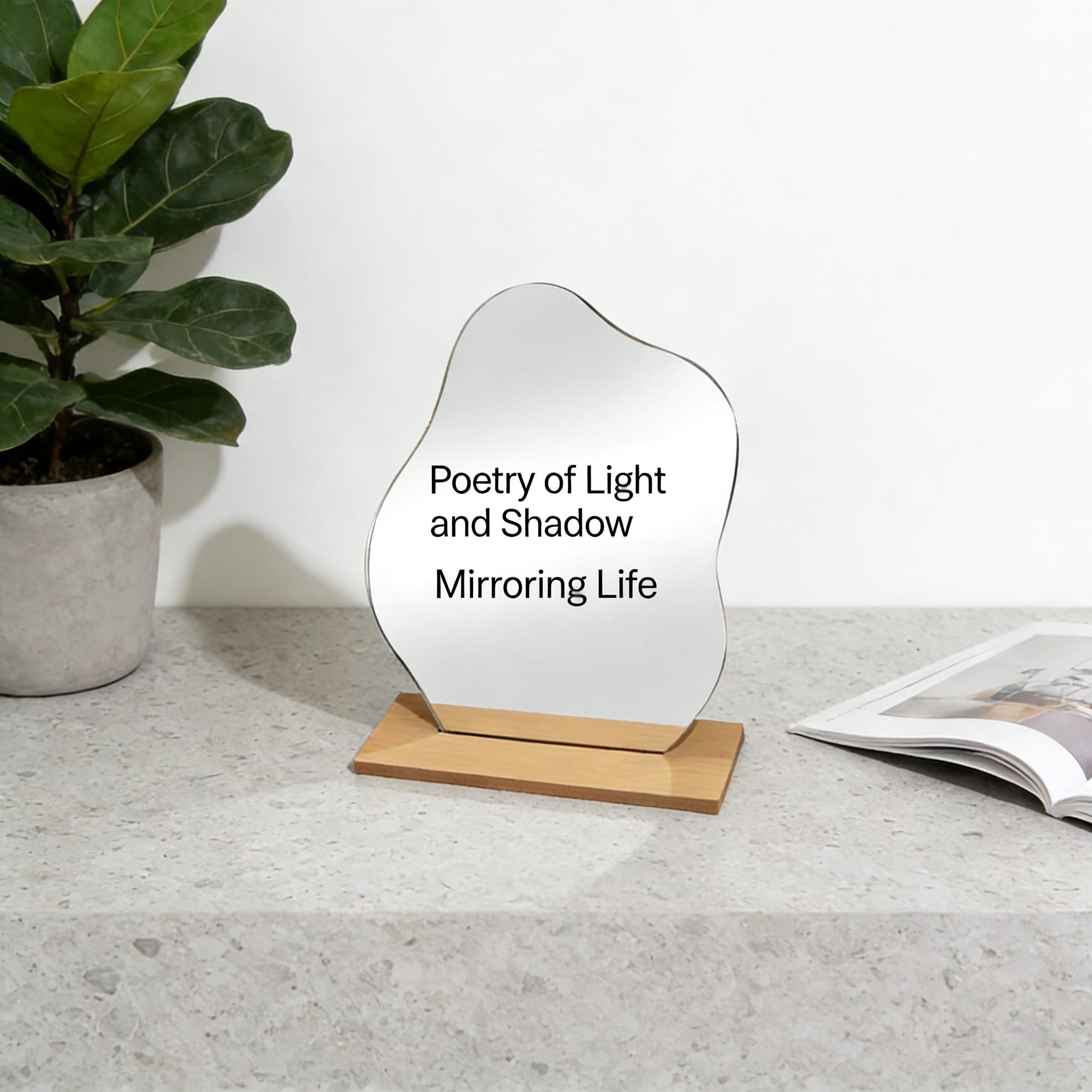 Style Irregular Wooden Makeup Mirror, Desktop Unique Shape Touch-Up Mirror, Photo Atmosphere Enhancer, Perfect for Beauty Lovers