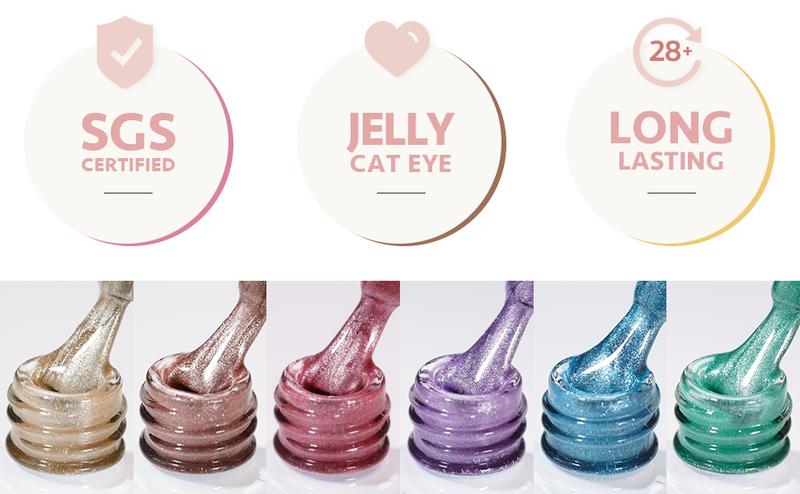 GAOY Glitter Galaxy Cat Eye Gel Nail Polish Set with Magnet for Holographic Cat Eye, Salon Gel Manicure and Nail Art DIY at Home, Gift for Women