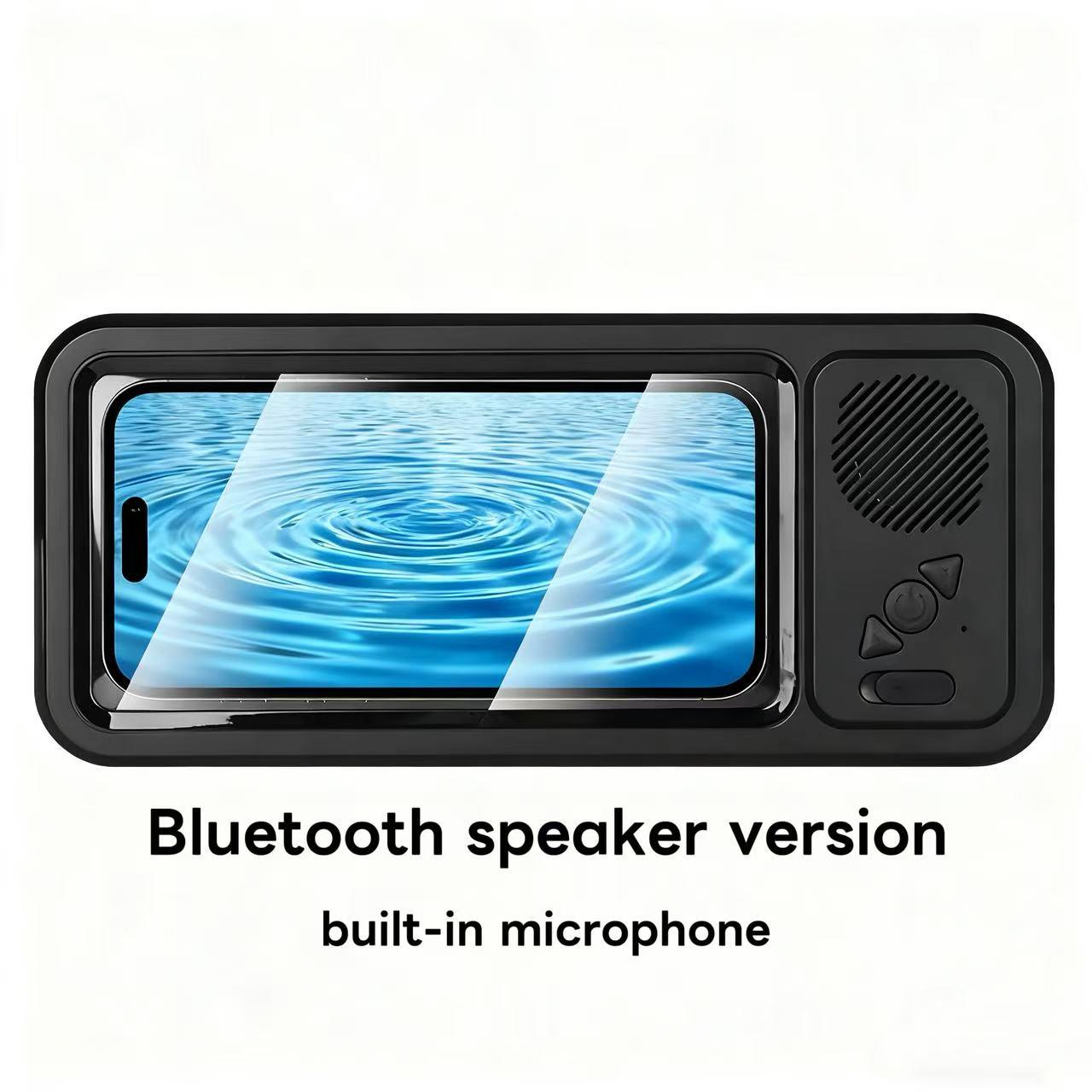 Waterproof box speaker, bathroom waterproof 360 ° rotating touch screen, Bluetooth speaker, watch movies, listen to music, phone holder Bluetooth speaker audio shower TV holder, Multifunctional Wireless Speaker, swimming pool, kitchen, bathroom, sink