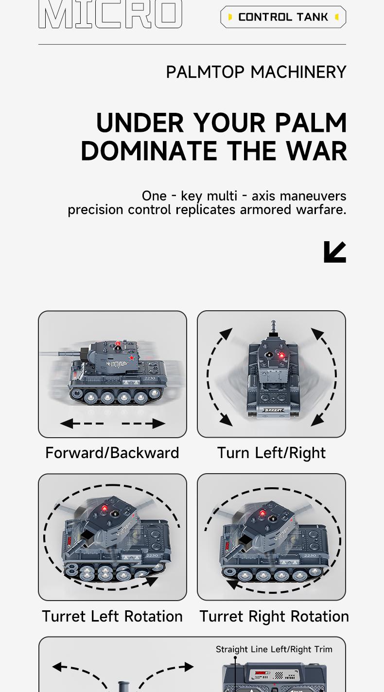 BRRRRT 1/64 Scale Remote-Controlled Tank, Military Tank Model with Infrared Combat System and Rotating Turret, 2.4GHz RC Vehicle Toy, Suitable for Children and Adults, Engineering Vehicle Toy, 4x4 Off-Road Vehicle, Christmas Gift for Adults and Children.