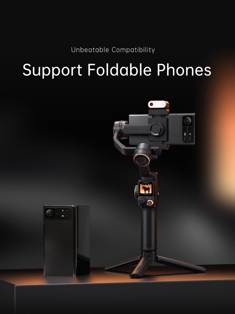 Hohem iSteady M7 AI Tracking Smartphone Gimbal Stabilizer 3-Axis with Magnetic Fill Light/AI Tracking Sensor for iPhone Android with 1/4-inch Color Tochscreen Display,Detachable Remote Controller, Max Payload 500g 2023 Upgraded