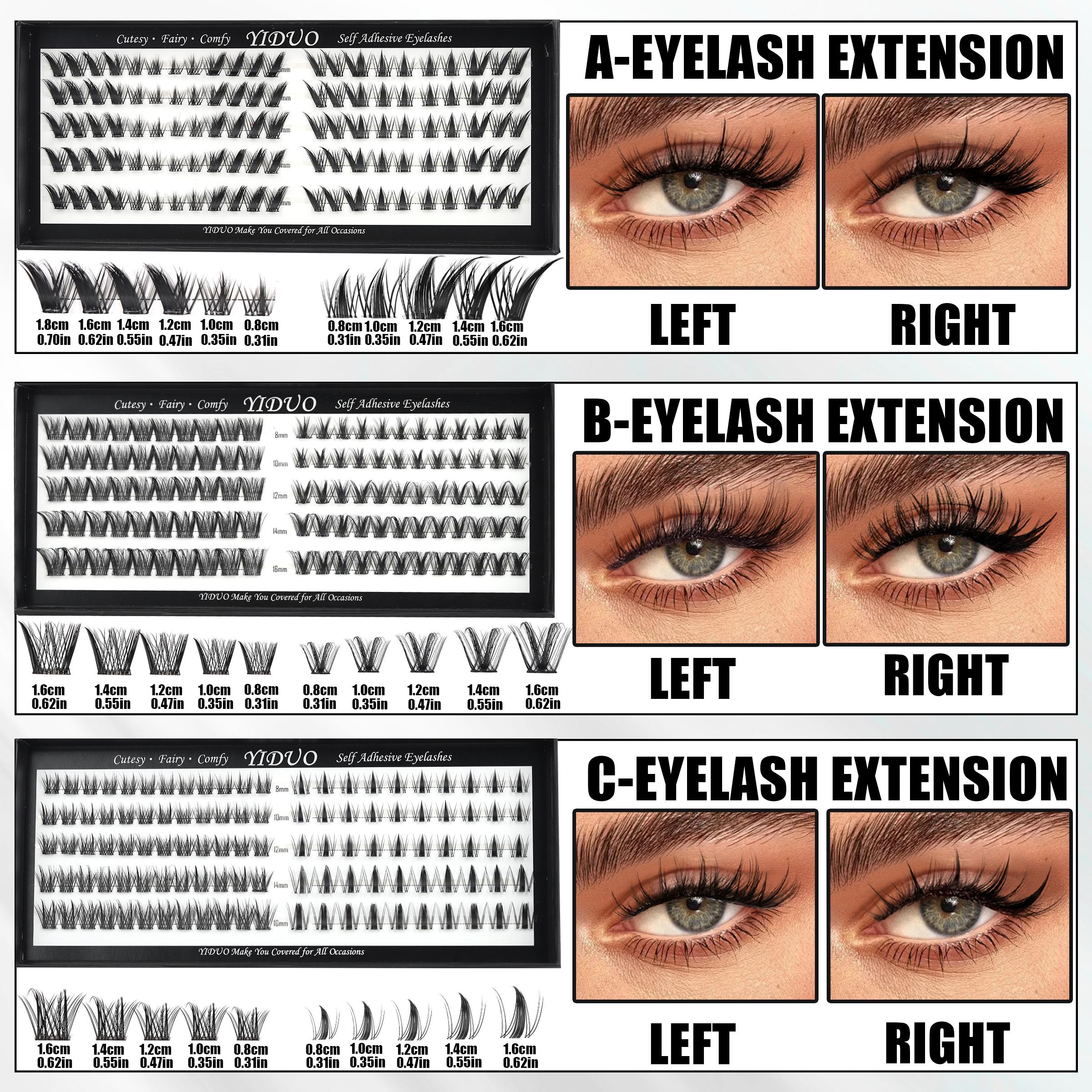 2 Styles Self Adhesive Lash Clusters Kit No Glue Eyelashes extensions Kit Wispy Lashes C-curly Volume Cluster Eyelash 10-16mm Pre glued Eyelash Clusters Individual Lashes with Tweezers 5 Eyelash Brush Easy Makeup Eyelashes Extension Set, Diy Lash Clusters