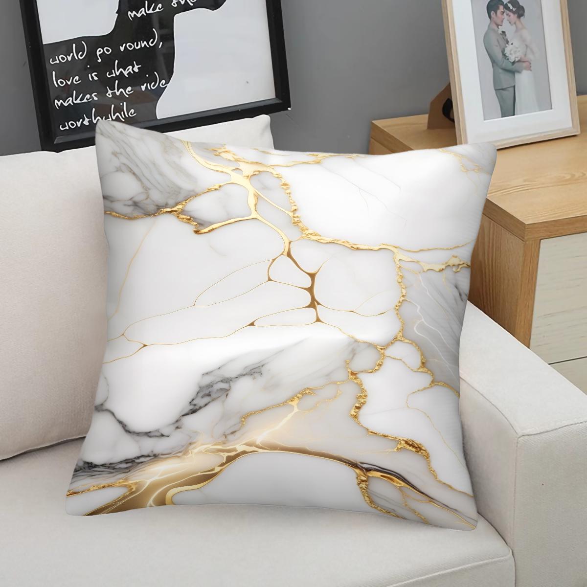 Marble Print Throw Pillow, Modern Luxury Decorative Pillow, Soft Square Cushion with Zipper Closure, Ideal for Sofa, Living Room and Bedroom Decor, Perfect Gift for Fluid Art Enthusiasts