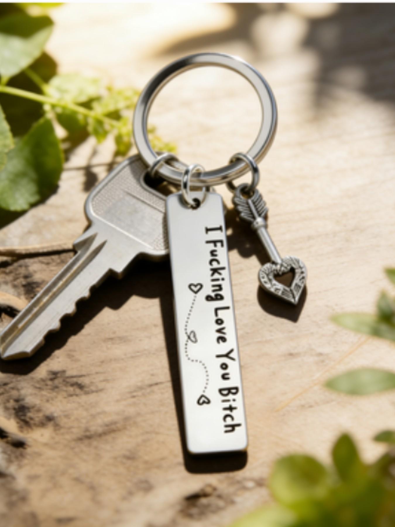 Best Friend Keychain for Women, Stainless Steel Key Chain Engrave I Fking Love You Bith Birthday Christmas Friendship Gift for Bestie Best Friends Female Bff