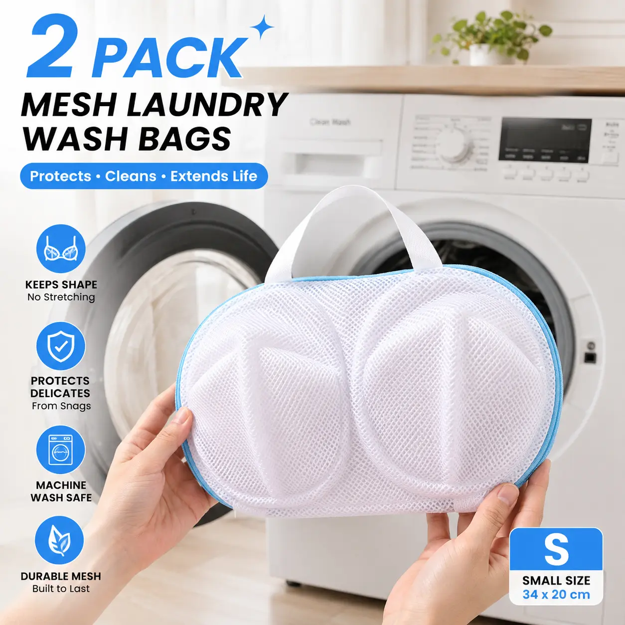 2 Pack Bra-Specific Mesh Laundry Washing Bag, Structured Mesh Washing Bags for Bras, Underwear Protection Laundry Bag with Anti-Deformation Zipper Design, Ideal for Machine Wash, Practical Gift, Laundry Products, Bra Washing Bags For Laundry