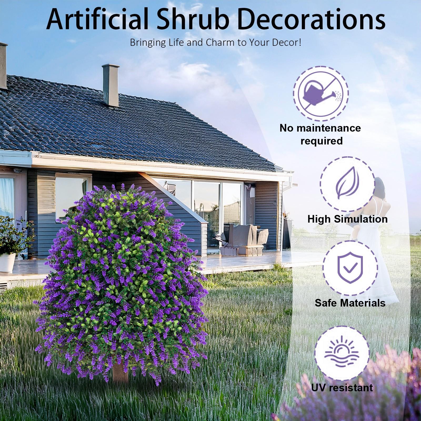 2 Pcs Topiary Artificial Plants for Outdoor Use, UV Resistant Fake Shrubs for Garden Front Porch Yard Balcony Decor, Lifelike Fake Plant