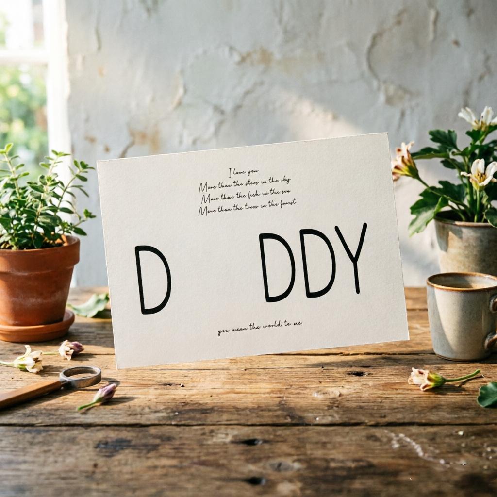 Father's Day DIY Handprint Art Set, Creative 'daddy' Letter Card, Handprint Replaces Letter A, Heartfelt Poem Included, Family Craft Gift