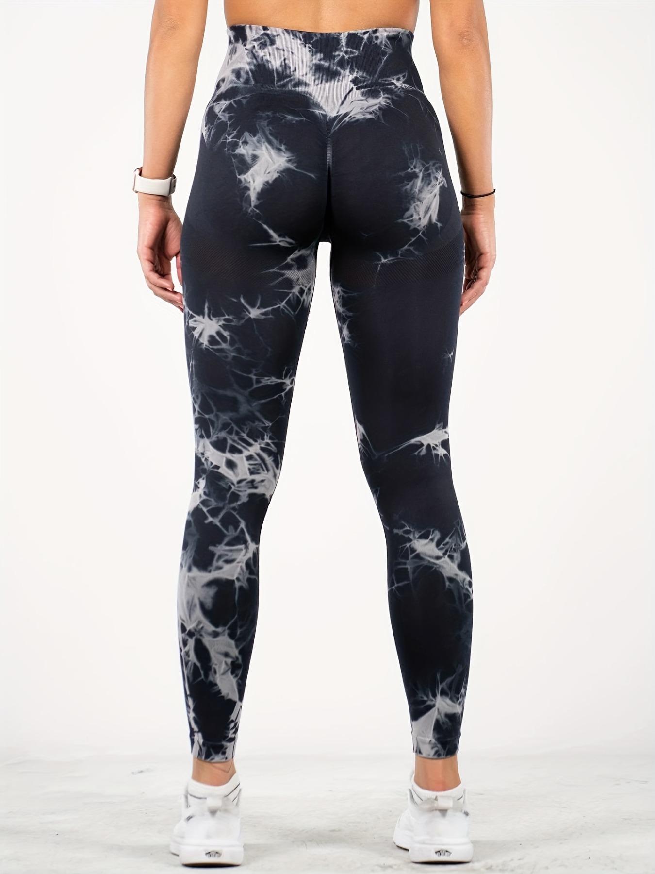 Women's Tie Dye Print High Waist Scrunch Sports Leggings, Seamless High Stretch Skinny Pants, Ladies Sportswear for Indoor Outdoor Wear