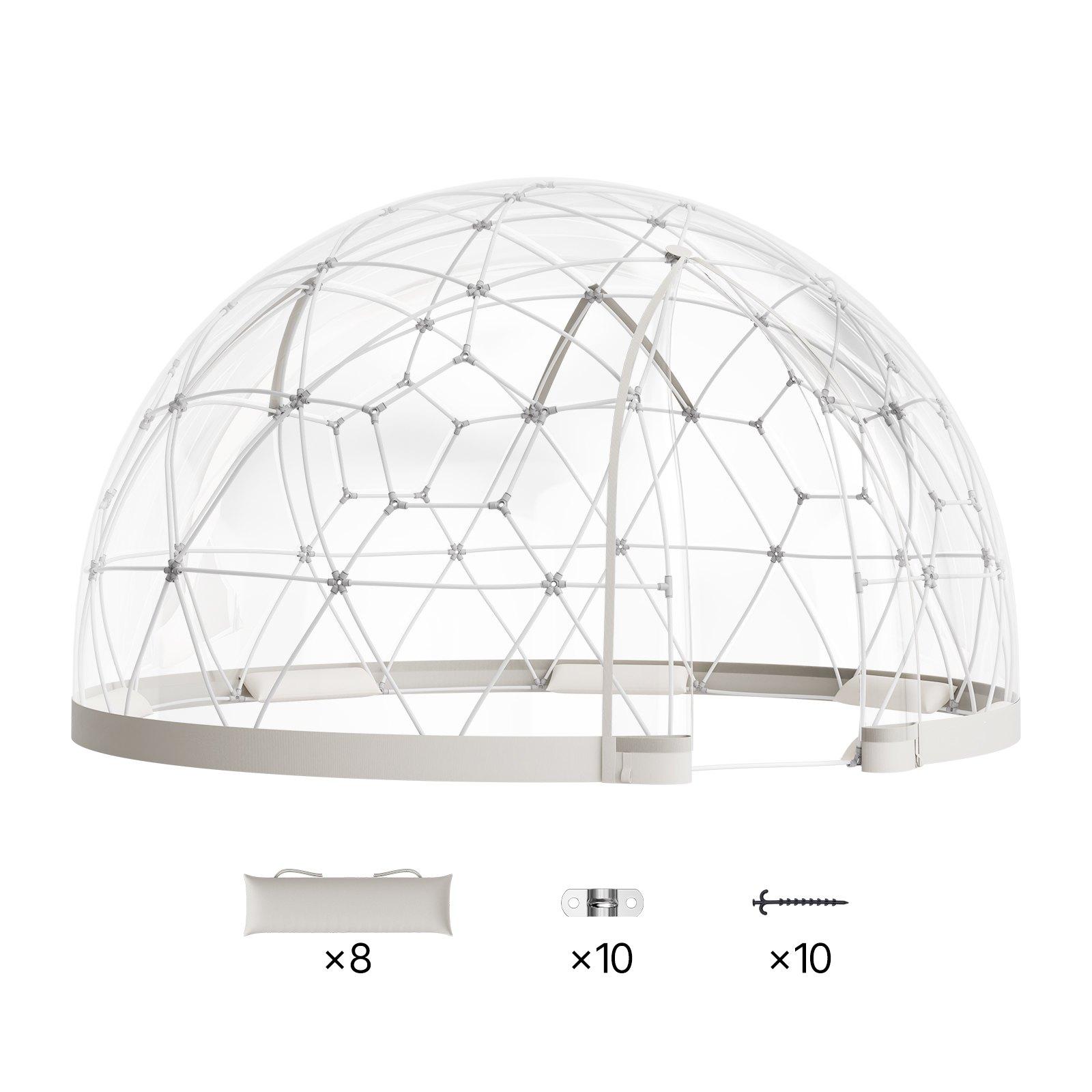VEVOR Garden Dome Igloo, 12x 7.2 ft Outdoor Clear Bubble Tent for 4-7 Person, Weatherproof Geodesic Dome Greenhouse with Window, PVC Igloo Tent for Backyard Patios Camping Party Wedding