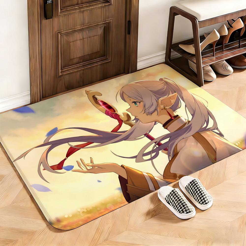 Fantasy Frieren Beyond Journey's End Floor Mat This soft flannel mat provides a cozy Soft flannel mat with quick water absorption, non-slip and durable. Easy to clean, ideal for bathroom and entryway use.
