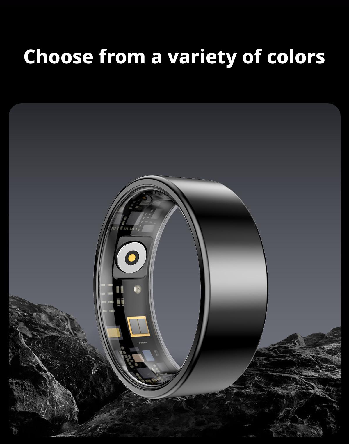 Wearable Smart Ring Tracker, Rechargeable & Long Battery Life Fitness & Activity Tracker with 24H Heart Rate Tracking, HRV, Blood Oxygen, Sleep Monitoring, Real-Time Data Sync to Phone, Gesture Control, Waterproof for Sports Wellness, Unisex Adults, Pedom