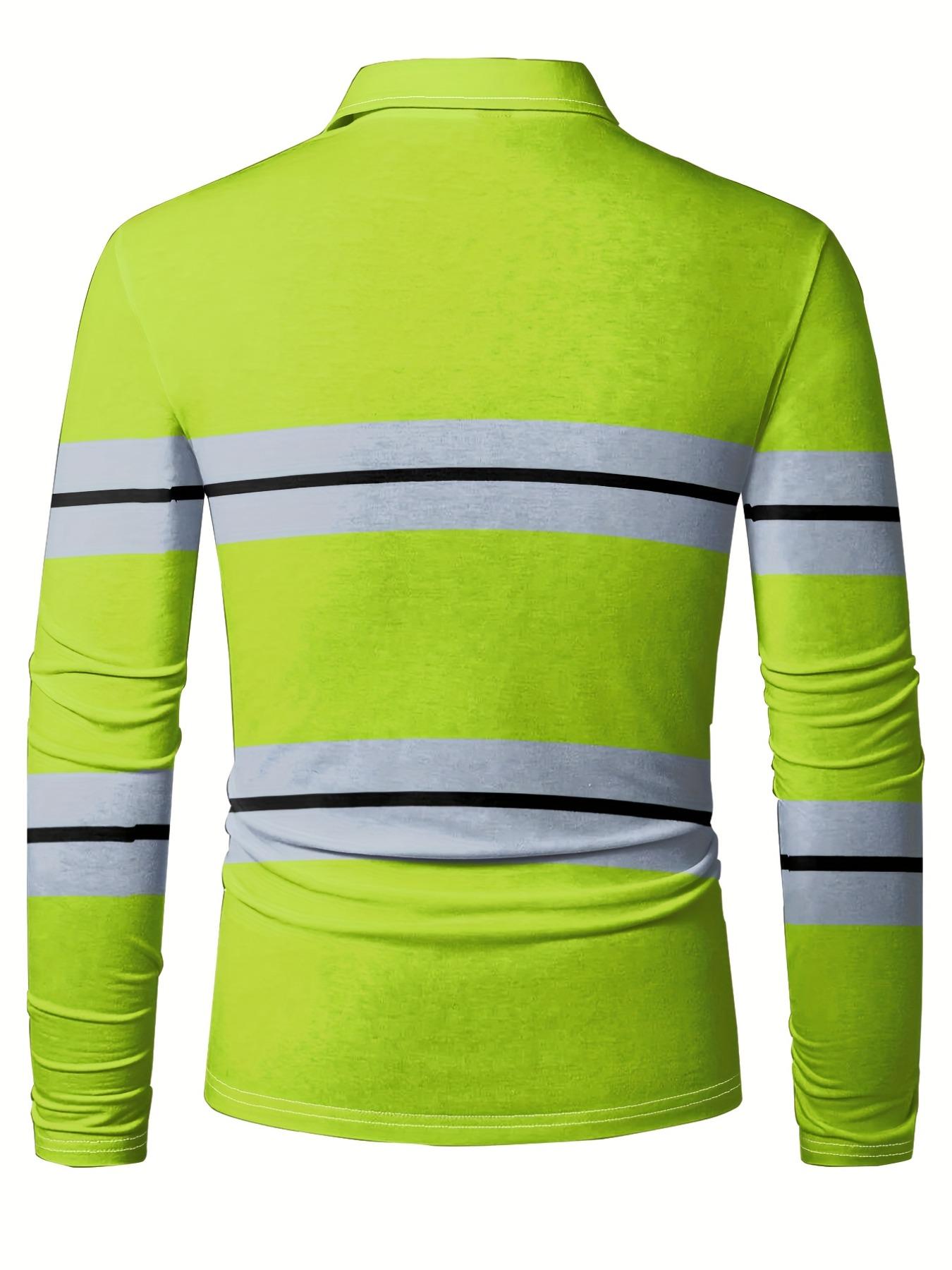 Digital printing men's casual polo shirt with a collar, stylish, Striped, with stripes, breathable and comfortable long sleeves