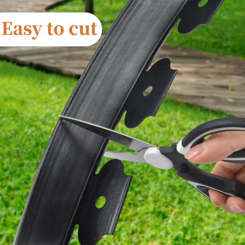 39 Inch Long Garden Landscape Edging, Plastic Lawn Border Kit with 30 Fixing Nails, No Dig Installation, for Gardens, Flower Beds, Pavers, Raised Garden Beds