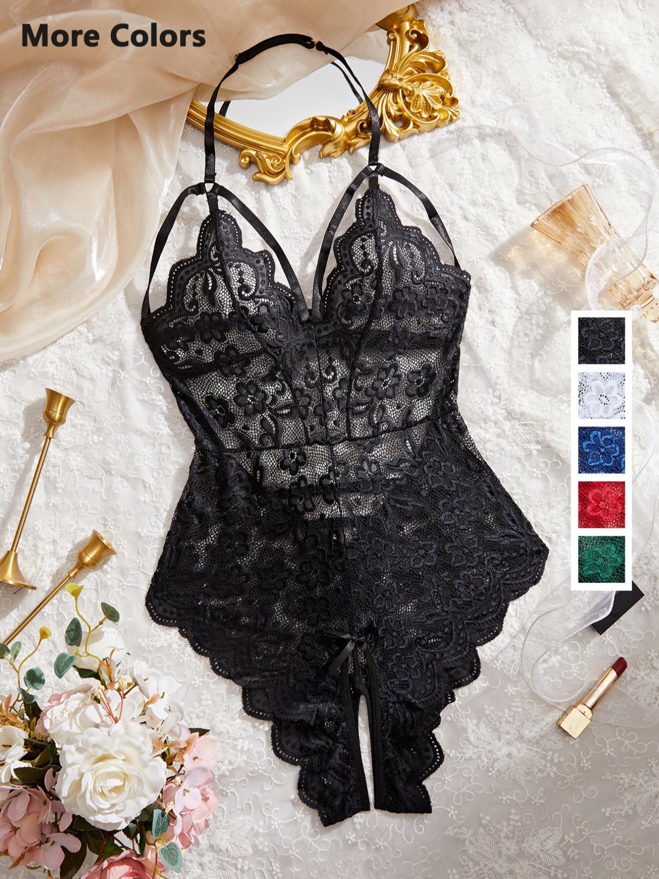 Women's Solid Color Sexy Lace Body Suit Lingerie Bodysuit, Fashion Comfy Breathable Lingerie for Daily Wear, Women's Lingerie for All Seasons