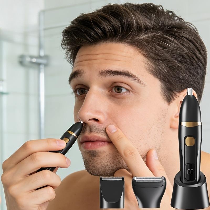 Men's 3-in-1 Body Groomer, Ideal for Trimming Hair on Various Parts of the Body, Including the Head, Face, Ears, and Nose. A Perfect Holiday Gift for Your Boyfriend or Father. USB Rechargeable, Electric Shaver.