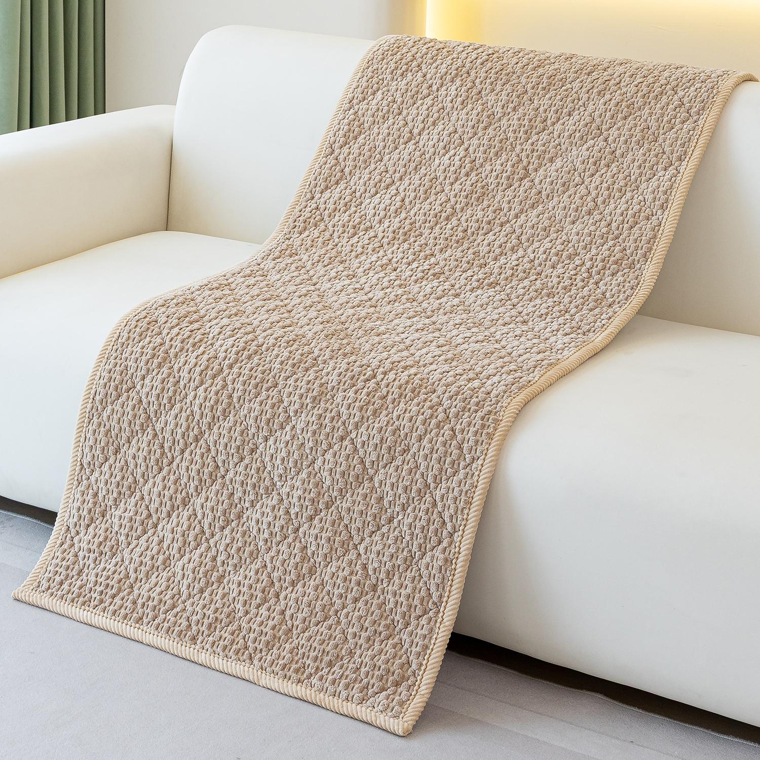 1pc Single Solid Color Bubble Velvet Sofa Pad, Soft Skin-Friendly Material, Pet-Friendly Anti-Slip Design, Machine & Hand Washable, Fits Single to Five-Seater Sofas