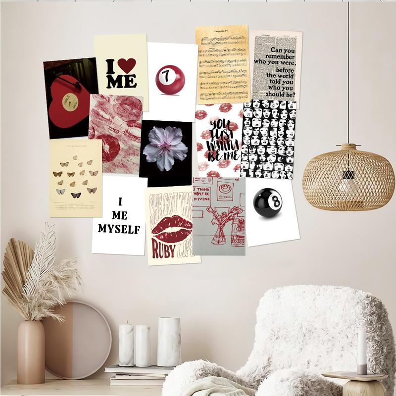 50 Deep Aesthetic Pictures, Vintage Rock Poster Wall Decor, Bedroom Retro Music Stickers, Fashionable Art Prints, Abstract Pattern Print, Room Wall Mosaic Set