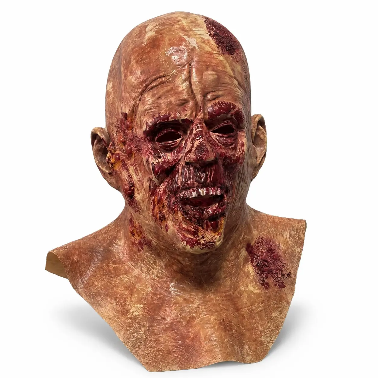 Scary Old Man Latex Mask Bloody Gore Rotting Zombie Face Halloween Costume Horror Props Short Video Filming Creepy Elderly Mask Universal Holiday Party
