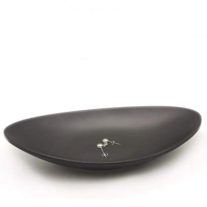 Black Key Ring Dish Jewelry Tray Key Tray Organizer,Dresser Decor entryway Key Dish Decorative Trinket Dish Housewarming Gift 7inch (Oval)