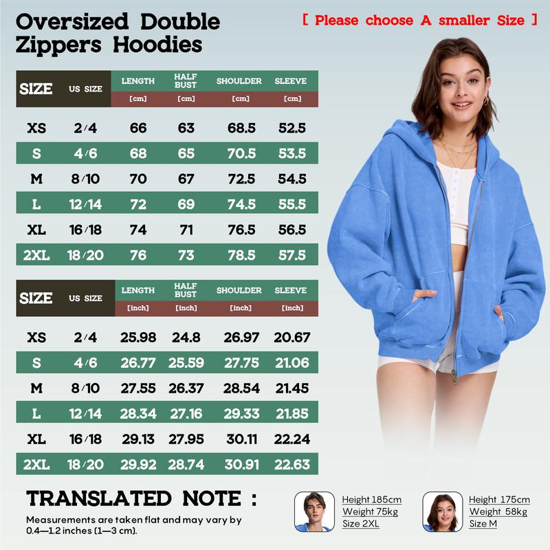 FAIABLE Unisex Oversized Acid Wash Sweatshirt with Double Zipper – Soft Fabric Washed Long Sleeve Pullover for Ultimate Comfort and Vintage Style – Minimalist Tops Perfect Basic Hoodie for Every Casual Occasion