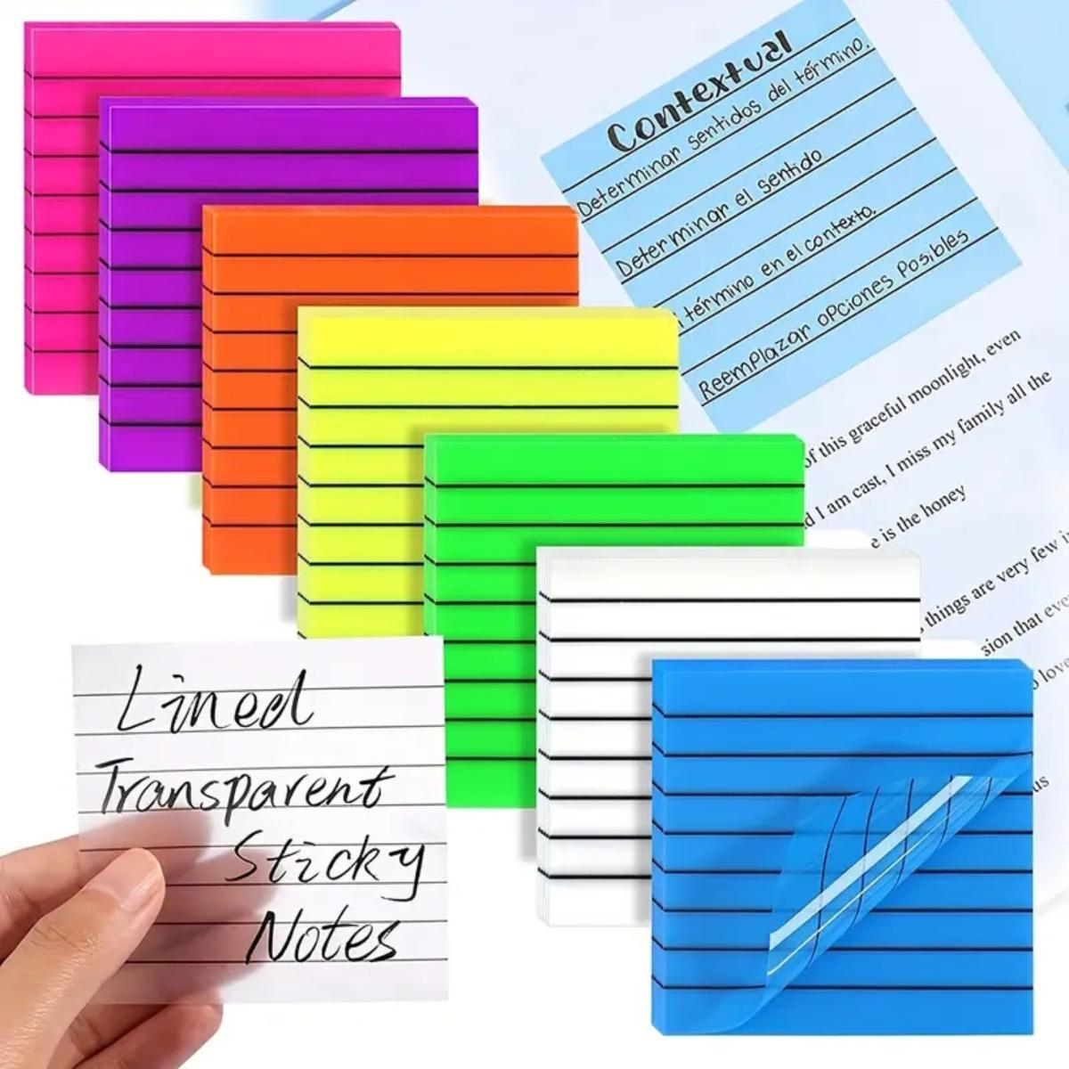 Multicolor Sticky Note, 7 Counts/set Semi-transparent Sticky Note Pads, Note Taking Portable Lined Sticky Memo Pads for Office & School Students, Office Girl Supplies, Summer Gift, Desk Office Accessories, School Supplies, Self Adhesive Stickers
