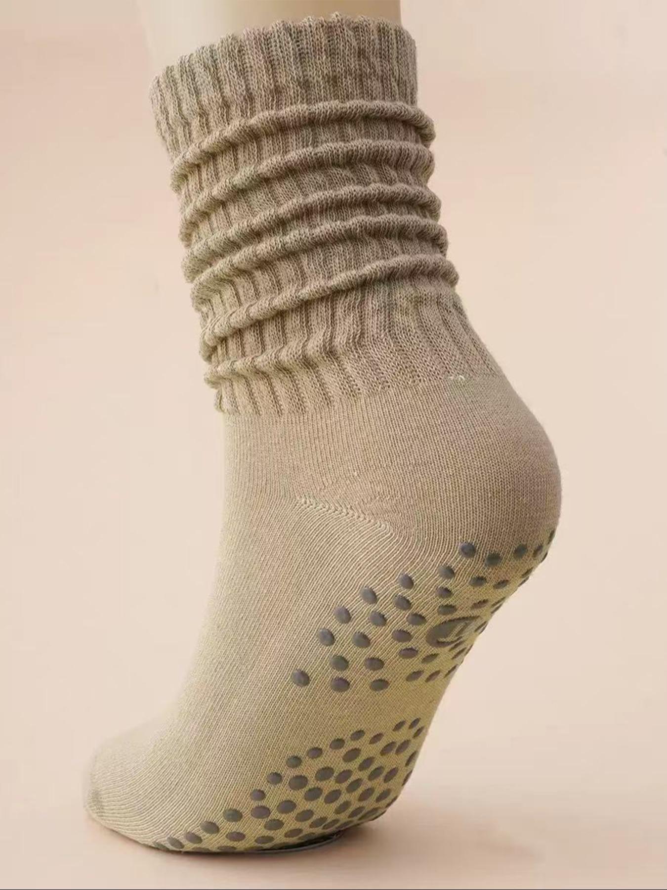 Women's Yoga Mid-Calf Elastic Socks, Anti-Slip Pilates Fitness Sports Socks, Grip Sports Socks, Indoor Jump Rope Dance Training Floor Socks, 6 Pairs Pack