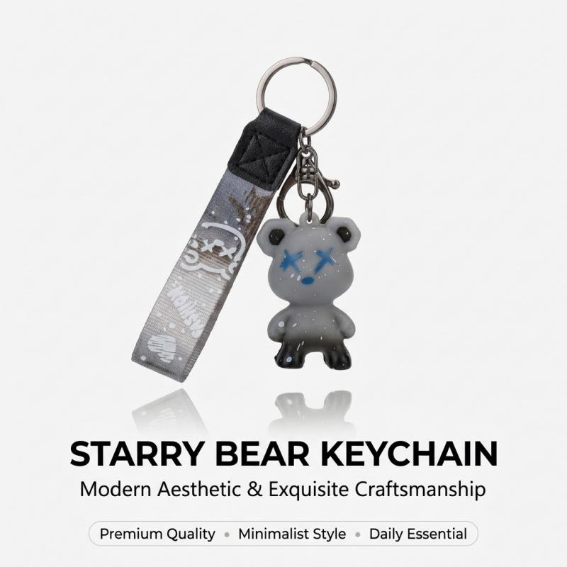 Internet celebrity starry sky bear keychain - a gift keychain for couples, suitable for both men and women. It's a high-quality accessory with creative design, perfect for hanging on bags or keys. It's a small but thoughtful gift.