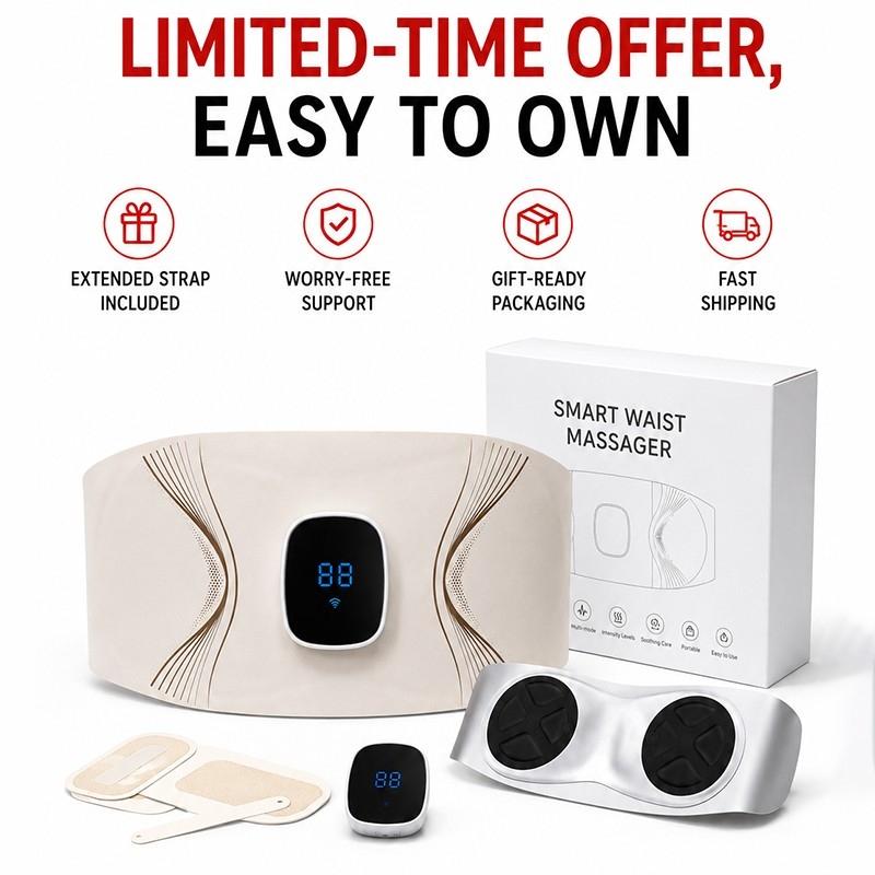 Portable Smart Heat Therapy Waist Massager Belt EMS Microcurrent Pulse Abdominal Massage Belt Waterproof Easy Clean For Office Home Workout Daily Care