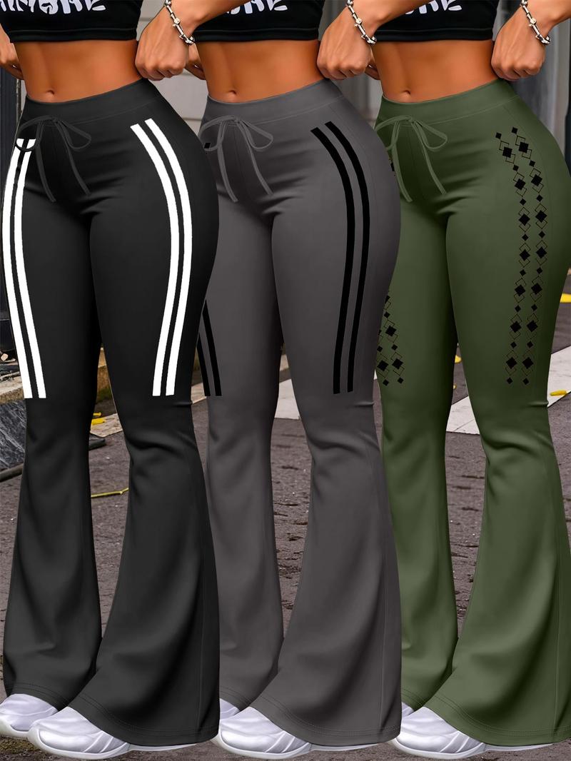 Women's Casual Fashion Long Pants, Unique Print, Drawstring Waist, Milk Silk Yoga Pants, All-Season Wide Leg Jogger Pants