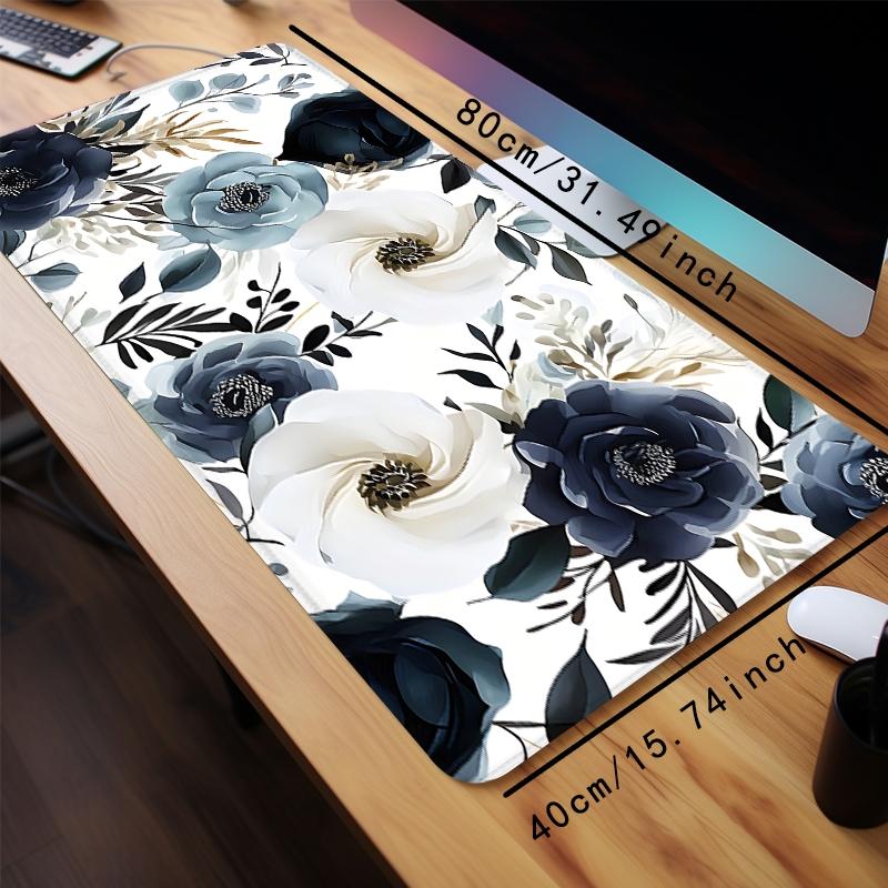 Creative Floral Pattern Mouse Pad, Multipurpose Large Rectangle Gaming Mouse Pad, Non-slip Rubber Base Stitched Edge Desk Pad For Desk Laptop Desktop, Durability Office Accessories, Desktop Accessory
