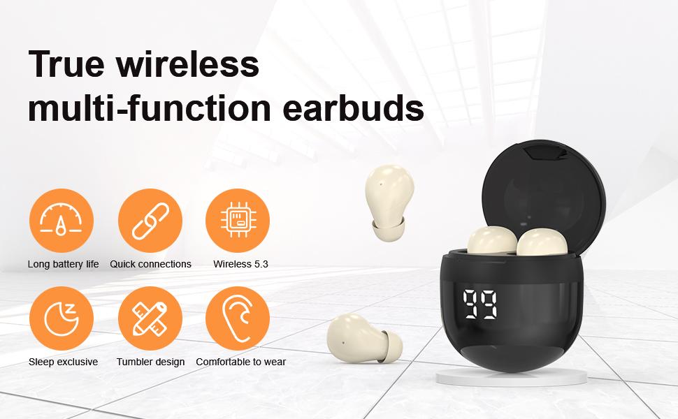 MSHUKCOE Sleep Earbuds for Side Sleepers, Bluetooth Wireless Soft Earbuds for Sleeping, Sleep Earphones Ear Buds Noise Cancelling, Headphones for Sleeping on Side, Tiny Invisble Earbud Small Ears Canal Work