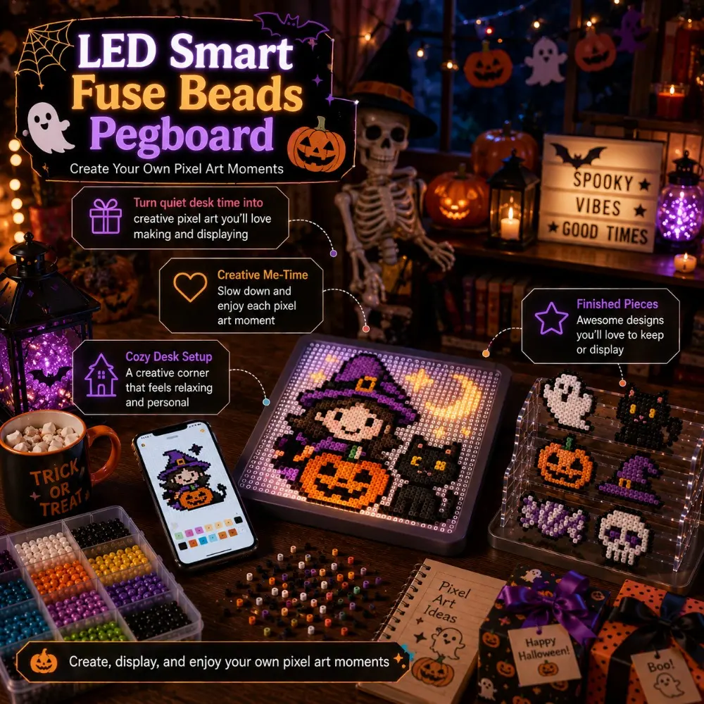 DIY Fuse Bead Pegboard LED Light Board Smart Pixel Art Panel with App Guided Creative Decoration Halloween Decorative Led Lights