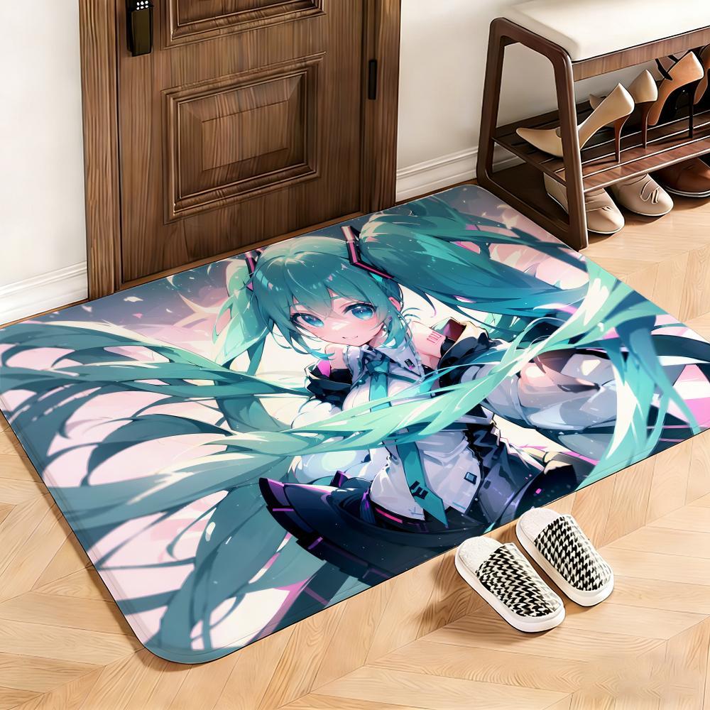 Music Hatsune Miku Floor Mat This soft flannel mat provides a cozy Soft flannel mat with quick water absorption, non-slip and durable. Easy to clean, ideal for bathroom and entryway use.