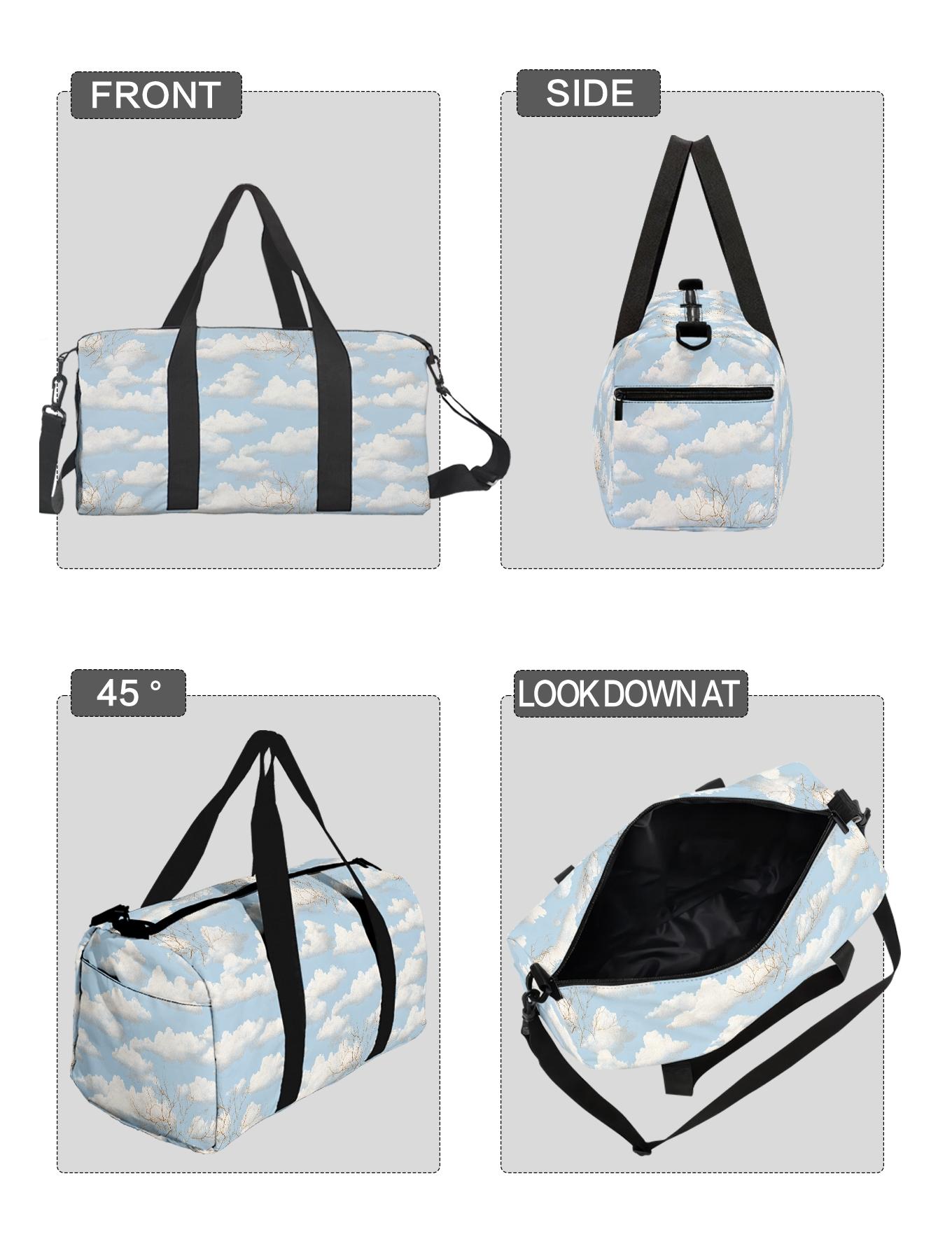 1pc Fluffy Clouds and Branches Travel bag Unisex Handbag, with Adjustable Shoulder Strap, Travel Luggage Bag, Sports Yoga Bag, Perfect for Gym and Sports, Durable Fitness Bag