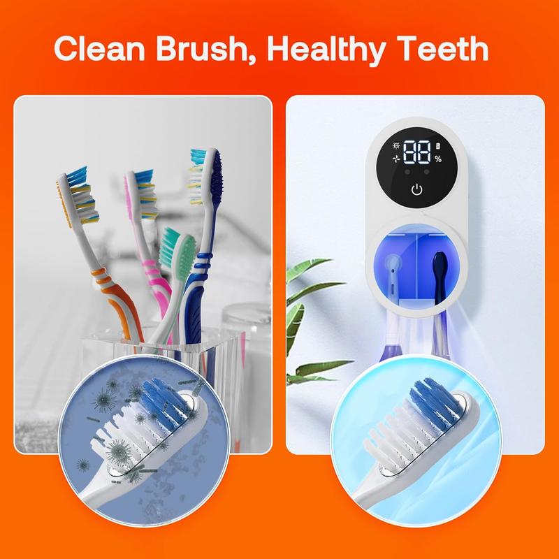 Wall Mounted Toothbrush Sterilizer, Rechargeable Toothbrush Holder, Toothbrush Storage, UV-C Toothbrush Cleaner with LED Smart Screen, Personal Care Appliances Wall Mounted Toothbrush Sterilizer, Rechargeable Toothbrush Holder, Toothbrush Storage, UV-C Toothbrush Cleaner with LED Smart Screen, Personal Care Appliances