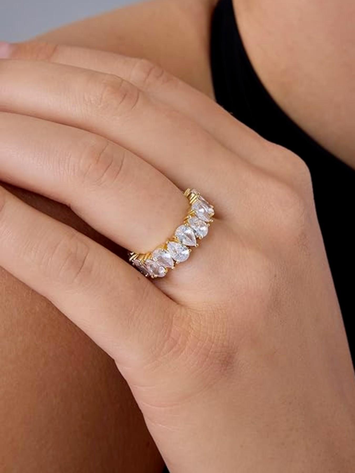 Tear Drop Cubic Zirconia Stackable Wedding Ring, Women's Eternal Promise Ring, Stacking Band, Elegant Design, Perfect Gift