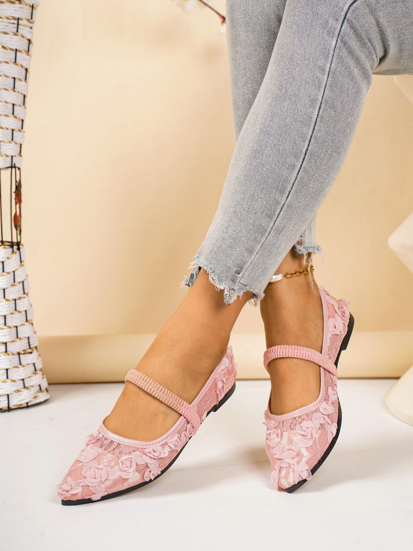 Women's Ballet Flat Shoes, Bowknot Decoration, Floral Embroidery, Breathable Mesh Upper, Square Toe, Summer Mary Jane Shoes