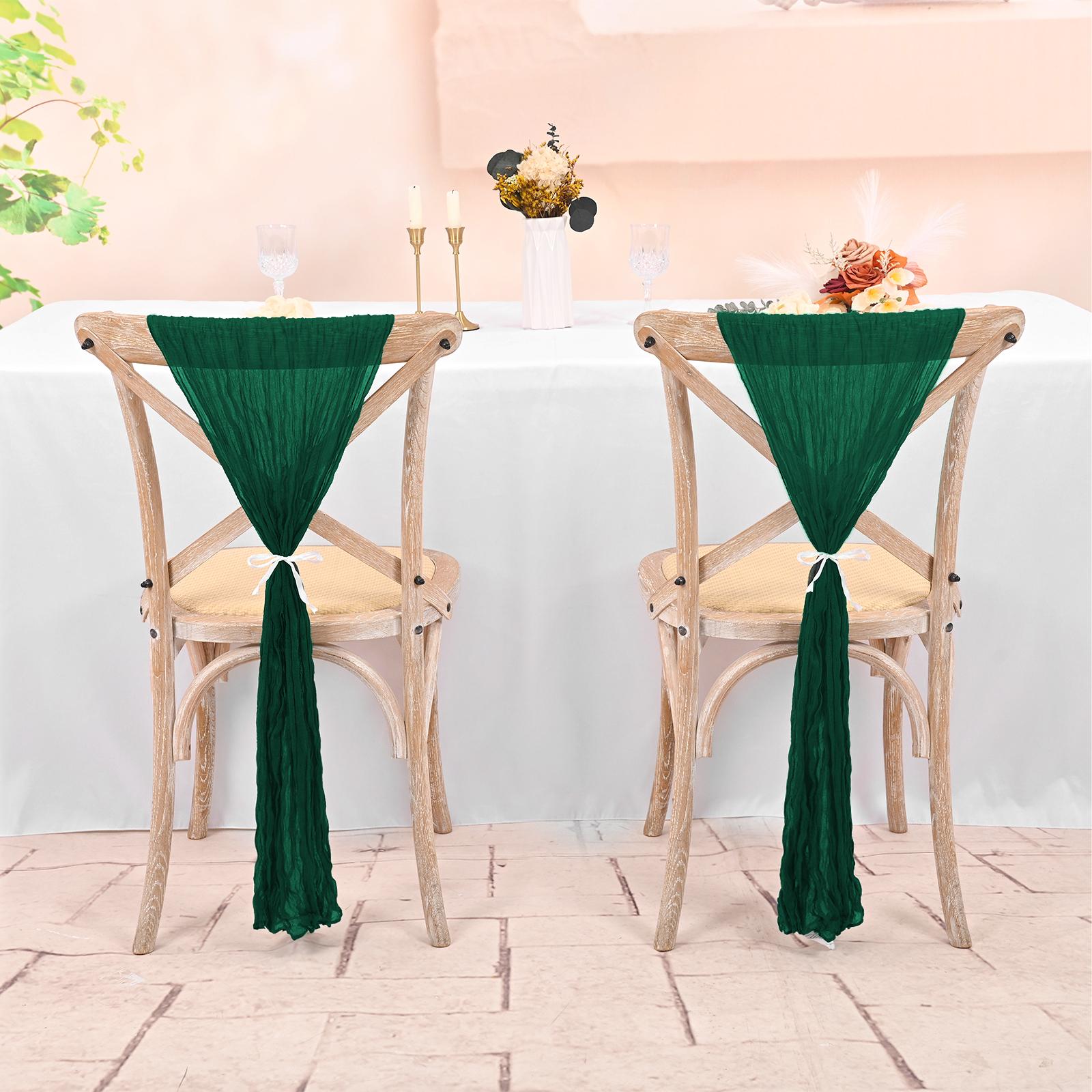 50/60PC 16x70inch Chair Sashes Cheesecloth Sashes Rustic Chair Decorative Bows Designed ChairCover for Wedding Banquet Party Aisle Home Kitchen Decoration