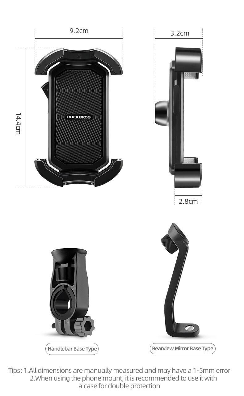 ROCKBROS Bike Phone Holder, Motorcycle Phone Mount with Security Lock, Shockproof Bicycle Phone Mount, Adjustable Phone Holder for Bike, Motorcycle, Scooter, Suitable for 4.7”-6.8” Phone